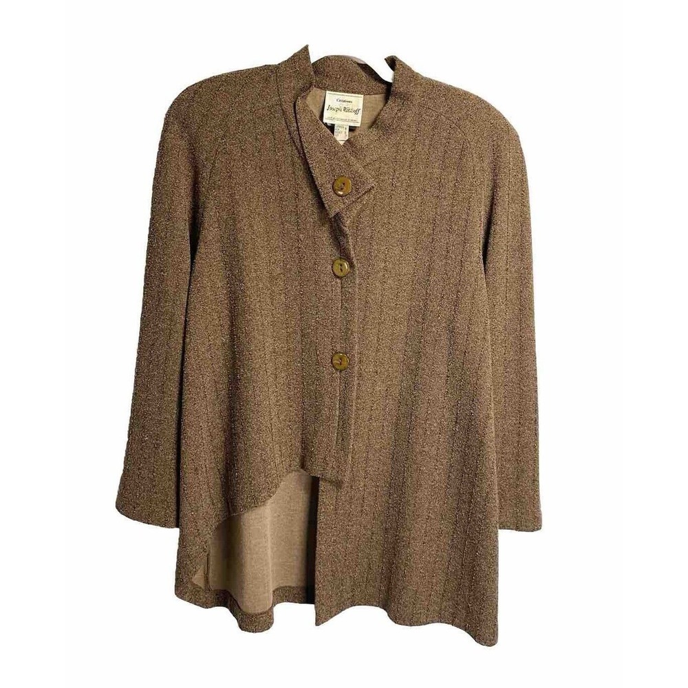 Vintage Joseph Ribkoff Big Button Front‎ Swing Jacket Preppy Casual Brown Size 8